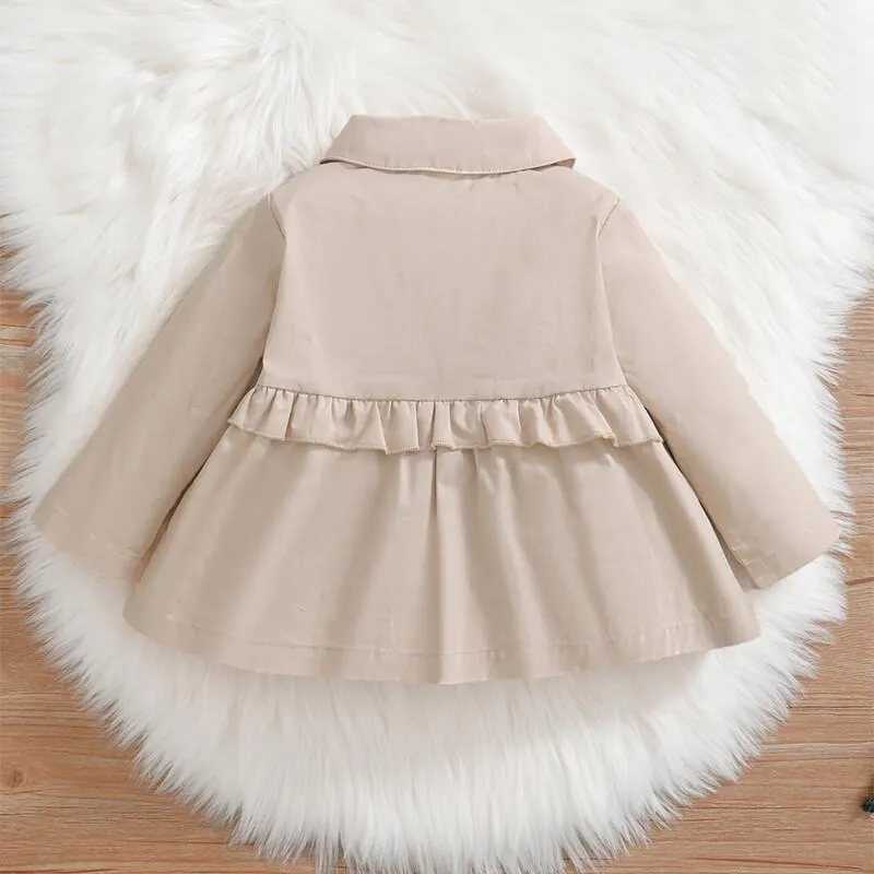 3-24M Infant Kids Girls Clothes Kids Girls Long Sleeve Lapel Coat Tops Baby Girl Fall Winter Coat Tops Apricot Catpapa 22107515