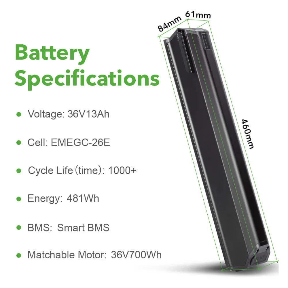 36V 13Ah Lithium-ion E-Bike Battery Electric Bicycle for NCM Pedelec without Holder and Discharge Cable