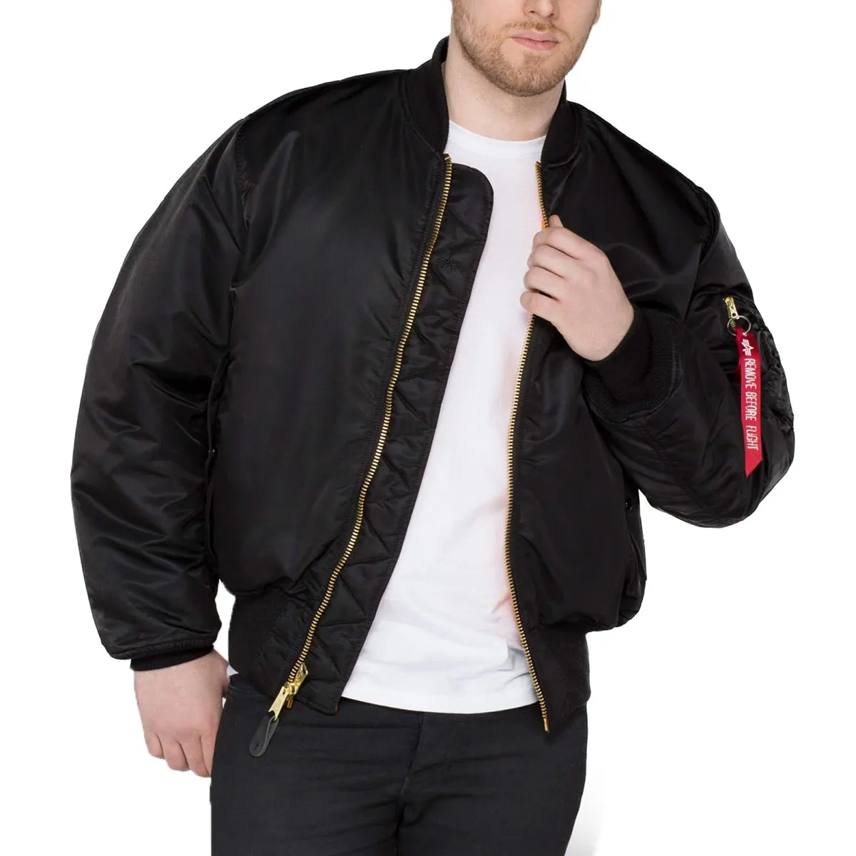 Mens Lightweight MA-1 TT Flight Jacket in Classic Black by Alpha Industries