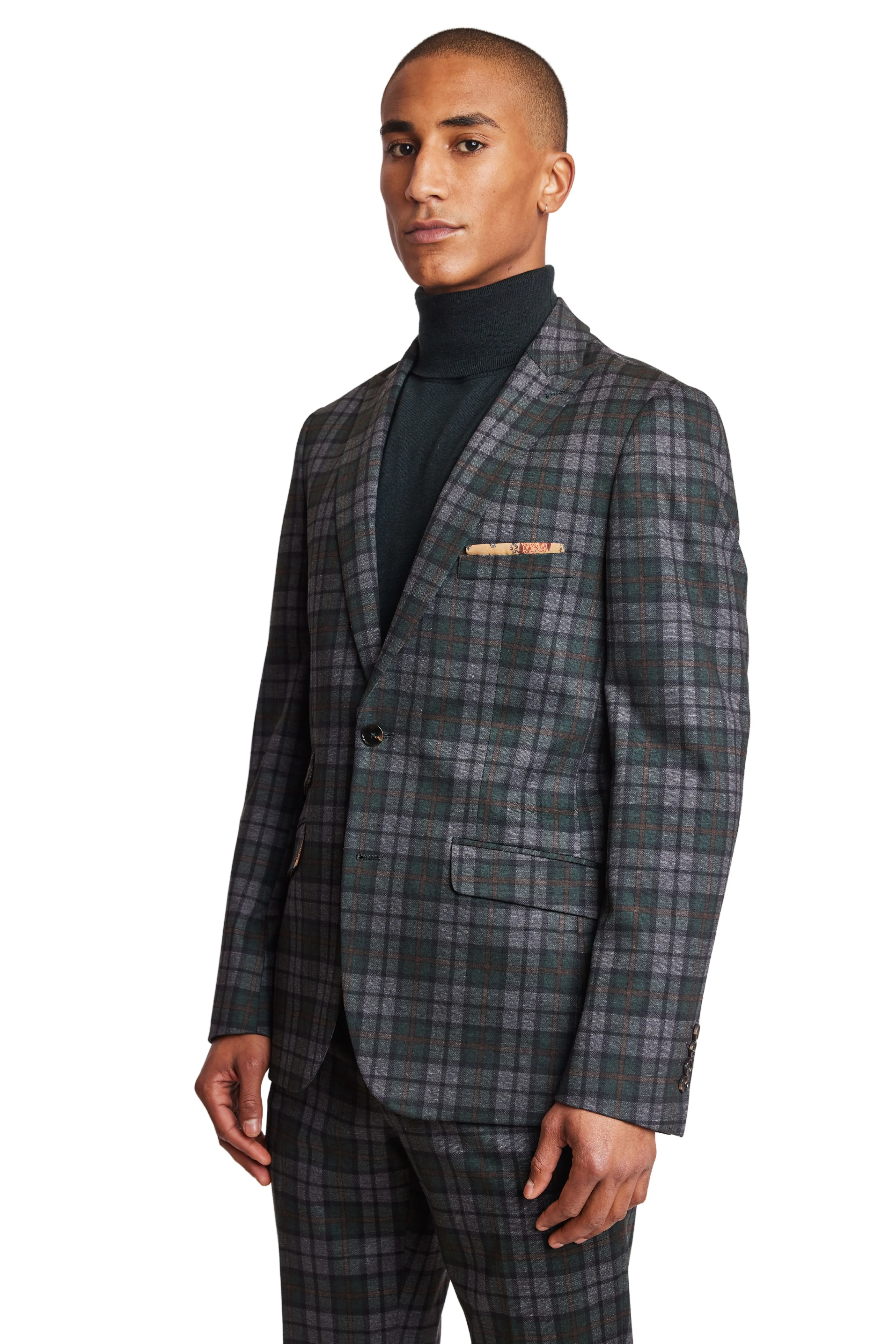 Ashton Peak Jacket - slim - Forest Charcoal Check Knit