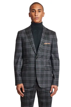 Ashton Peak Jacket - slim - Forest Charcoal Check Knit