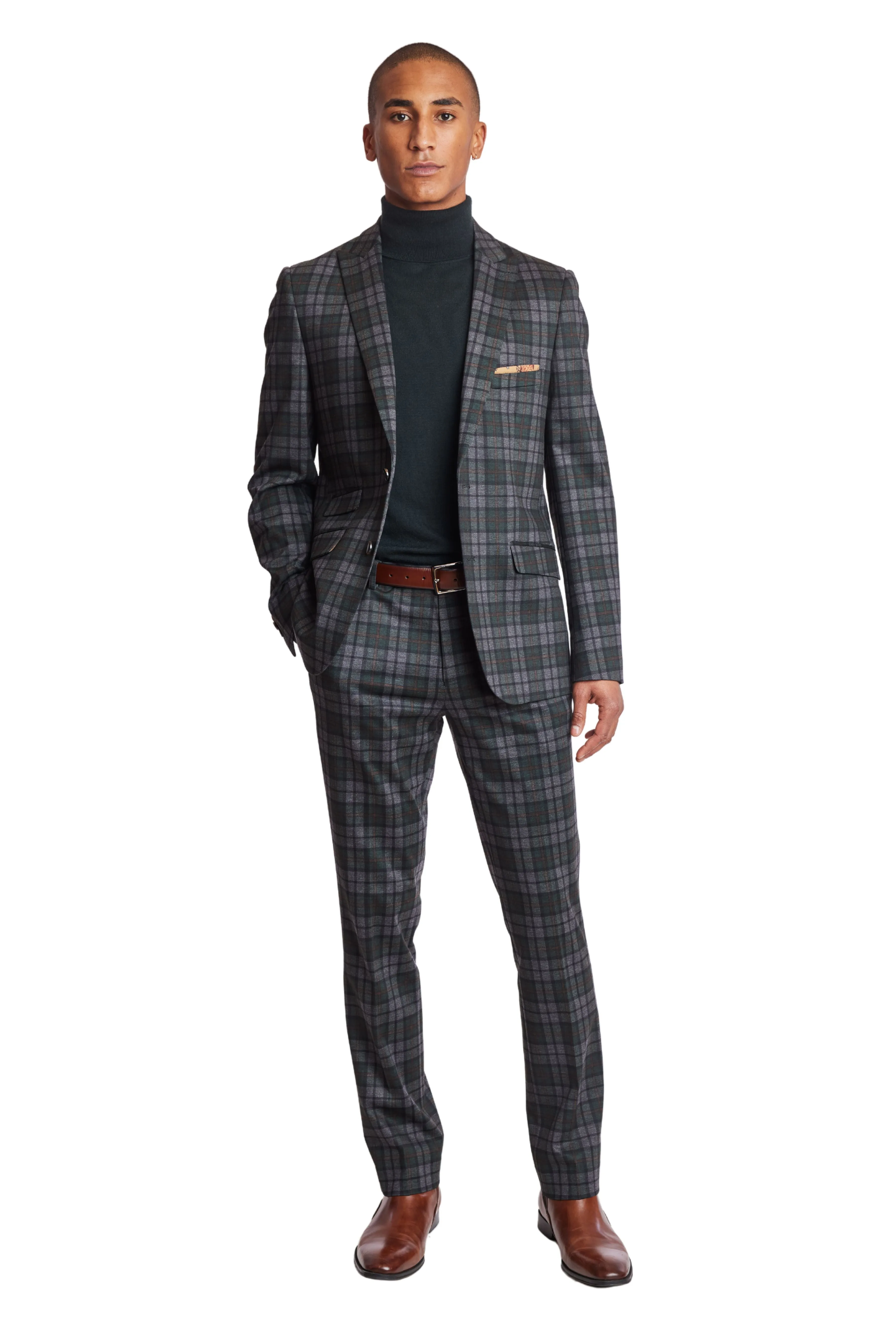 Ashton Peak Jacket - slim - Forest Charcoal Check Knit