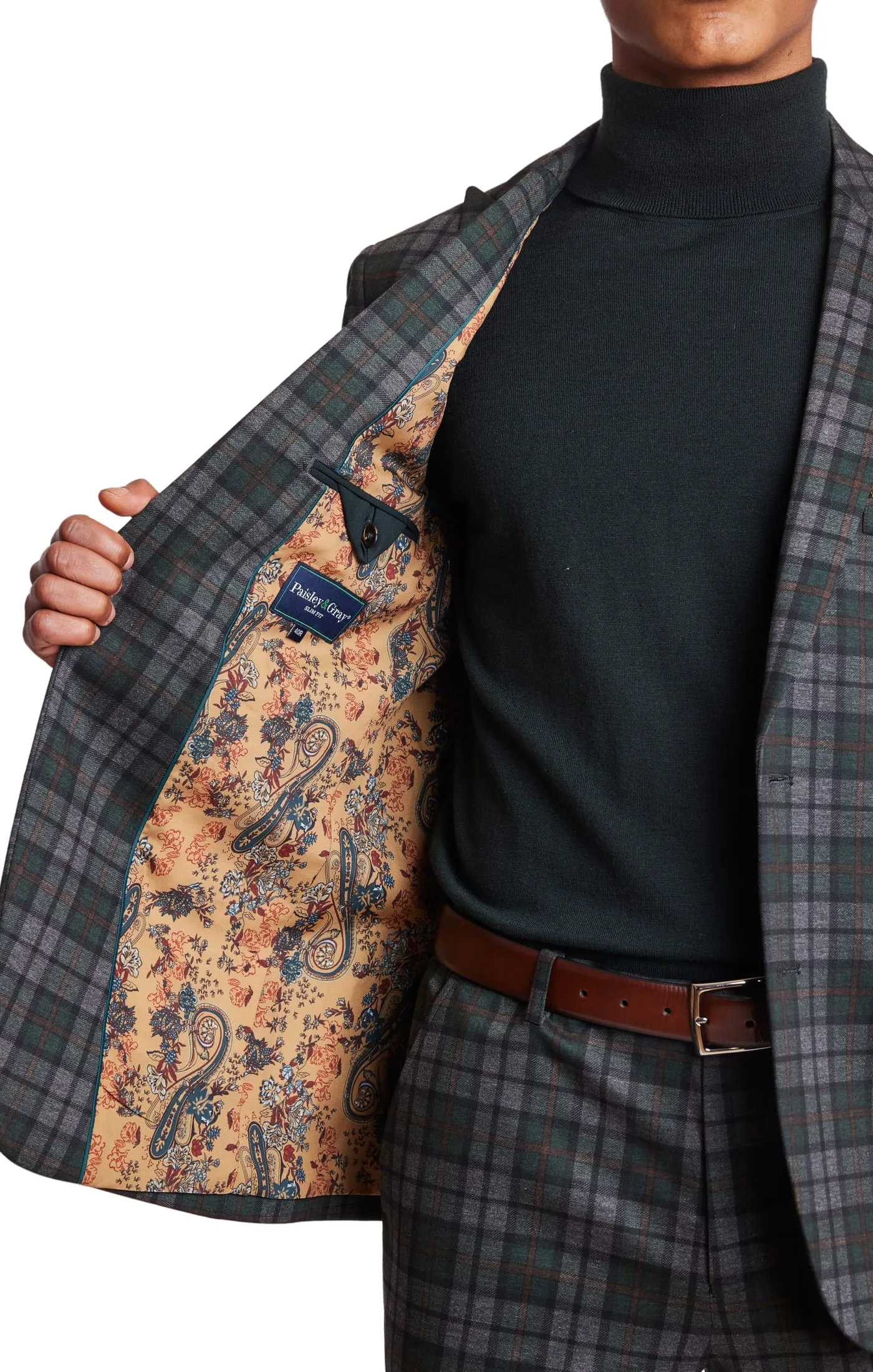 Ashton Peak Jacket - slim - Forest Charcoal Check Knit