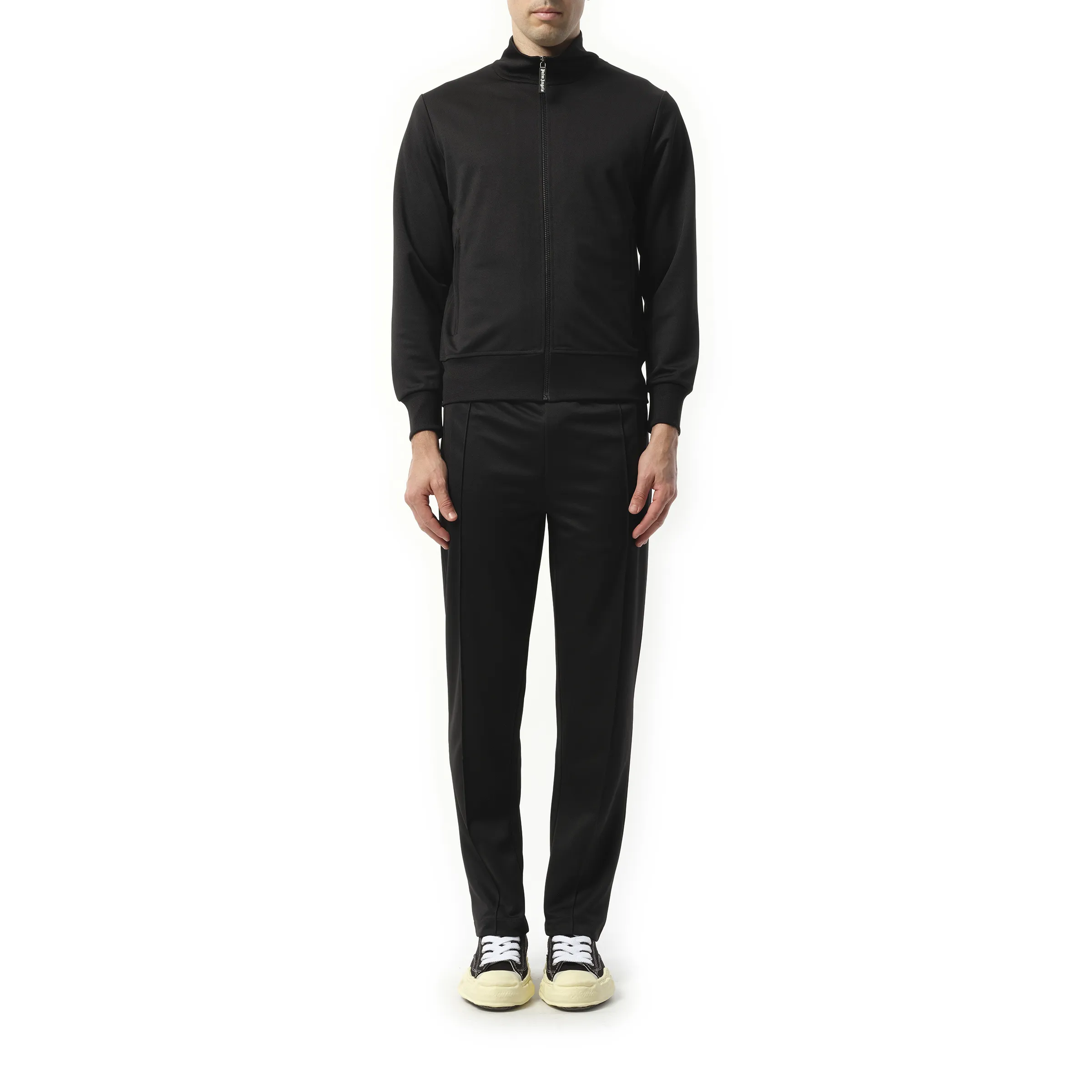 Back Curved Logo Track Jacket in Black/Off White