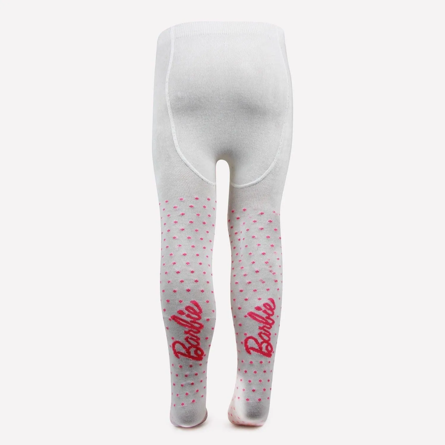 Barbie Printed Knitted Tights For Baby Girls - Ivory