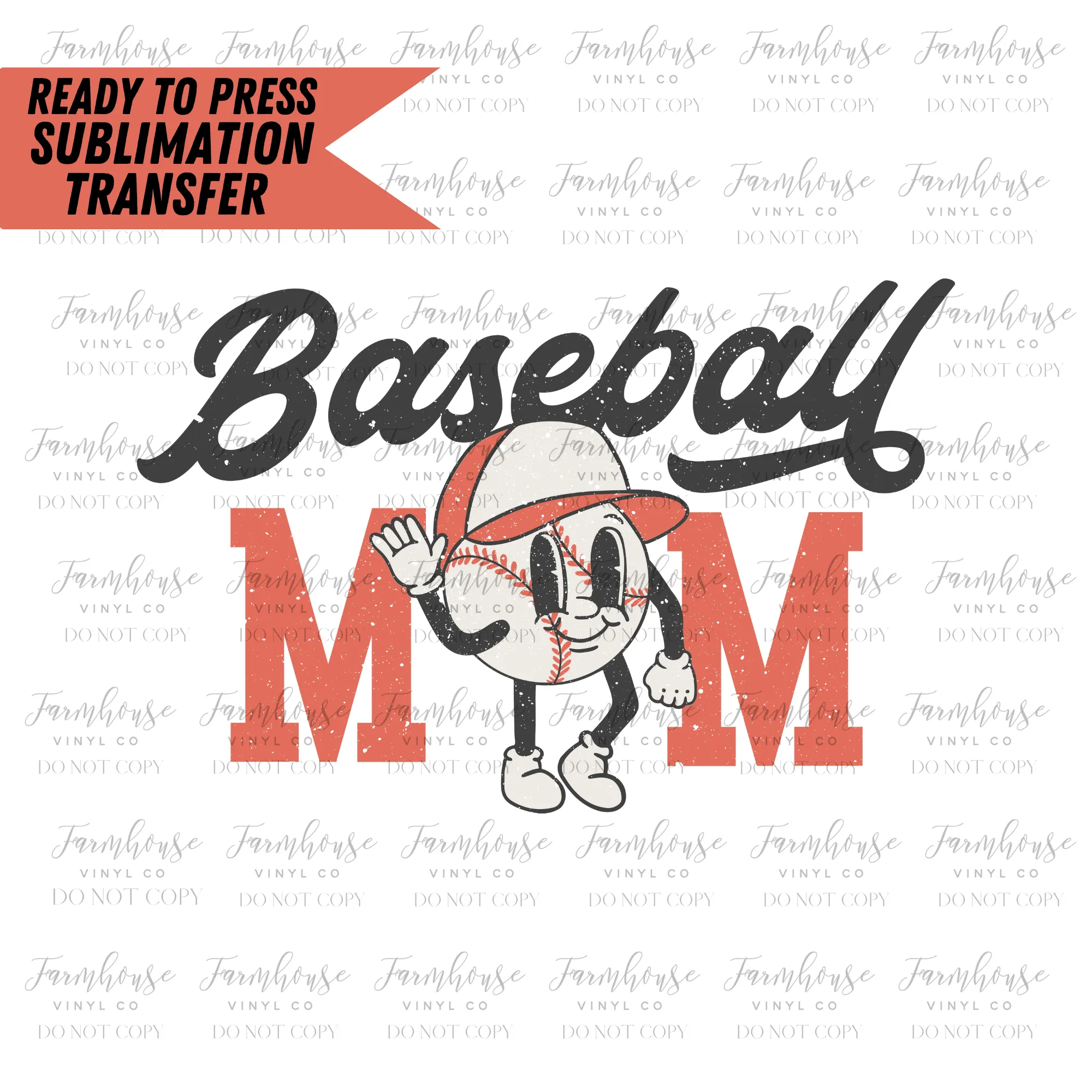 Baseball Mom Retro Ready To Press Sublimation Transfer