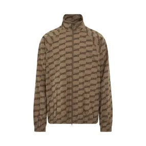 BB Monogram Regular Fit Tracksuit Jacket in Beige/Brown