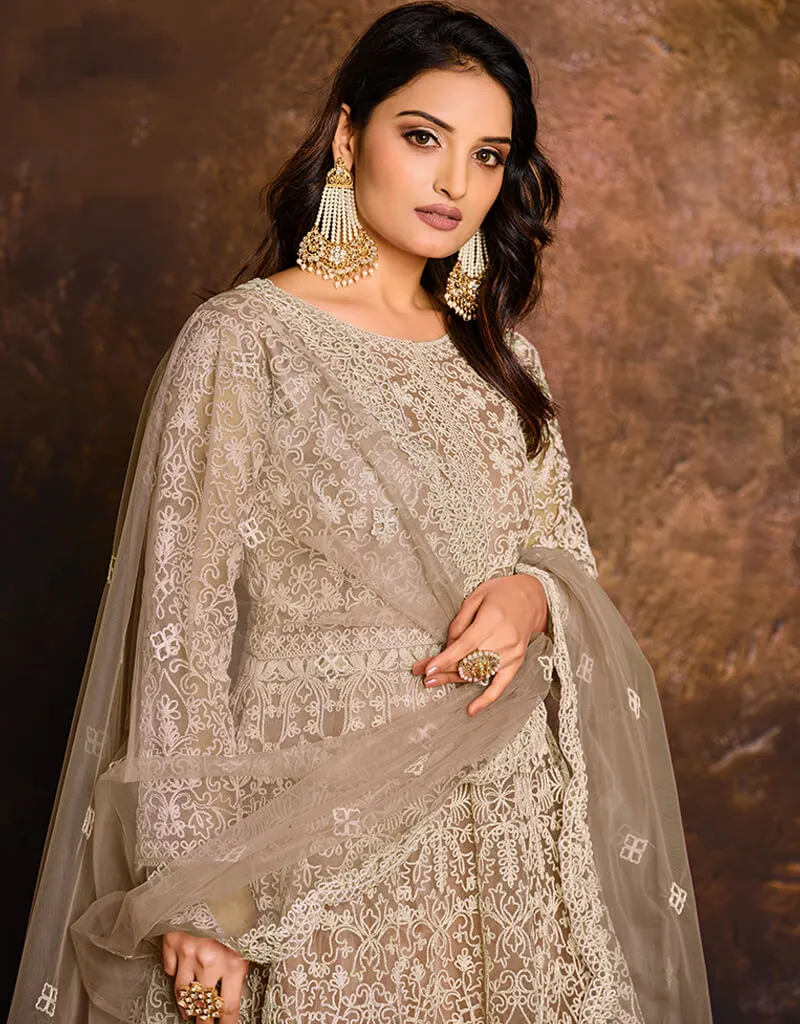 Beige Net Anarkali Anarkali