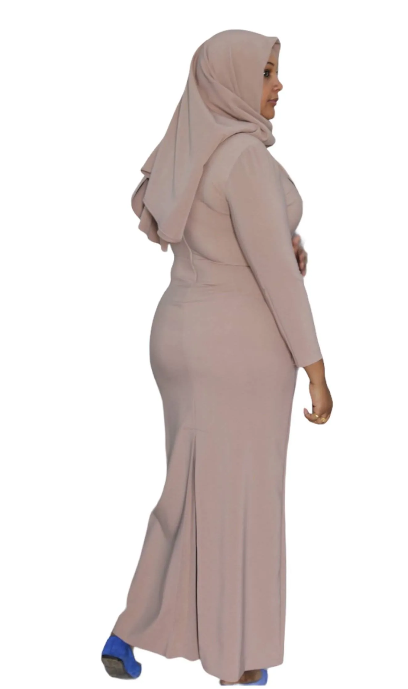 Beige Office Dress With Bow Maxi