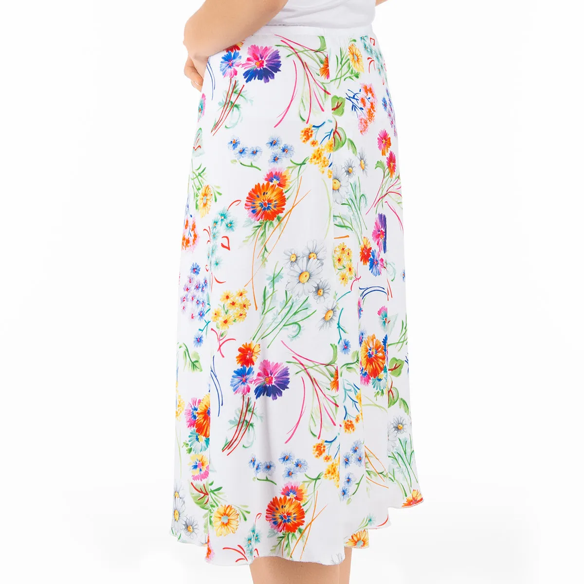 Bias Cut Skirt in Painted Posy