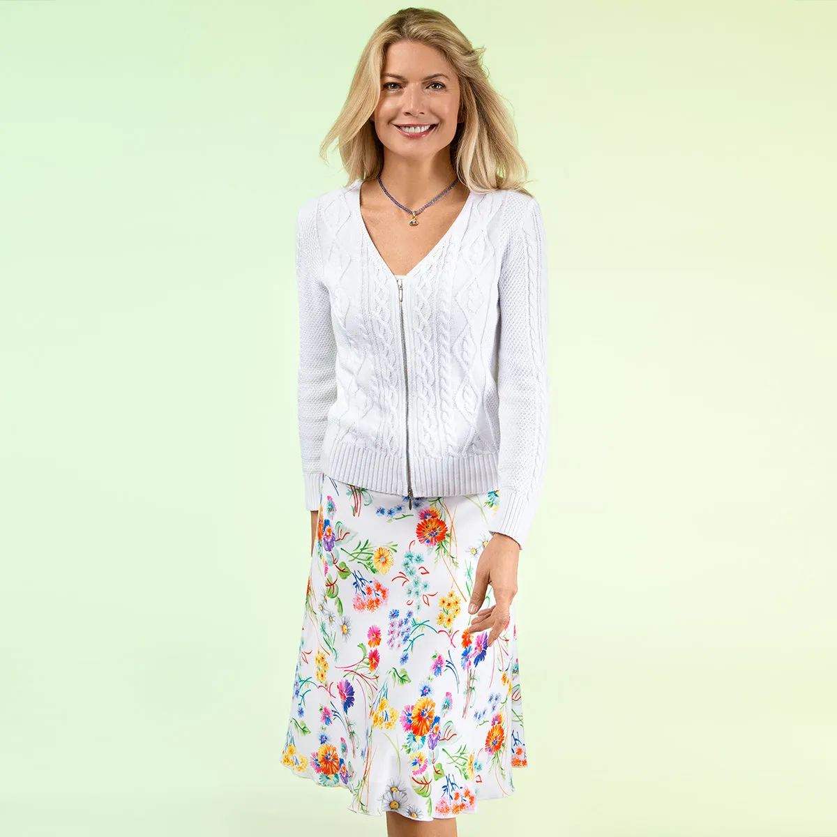 Bias Cut Skirt in Painted Posy