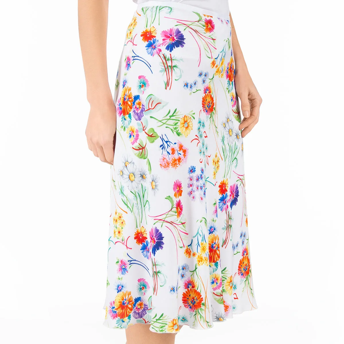 Bias Cut Skirt in Painted Posy