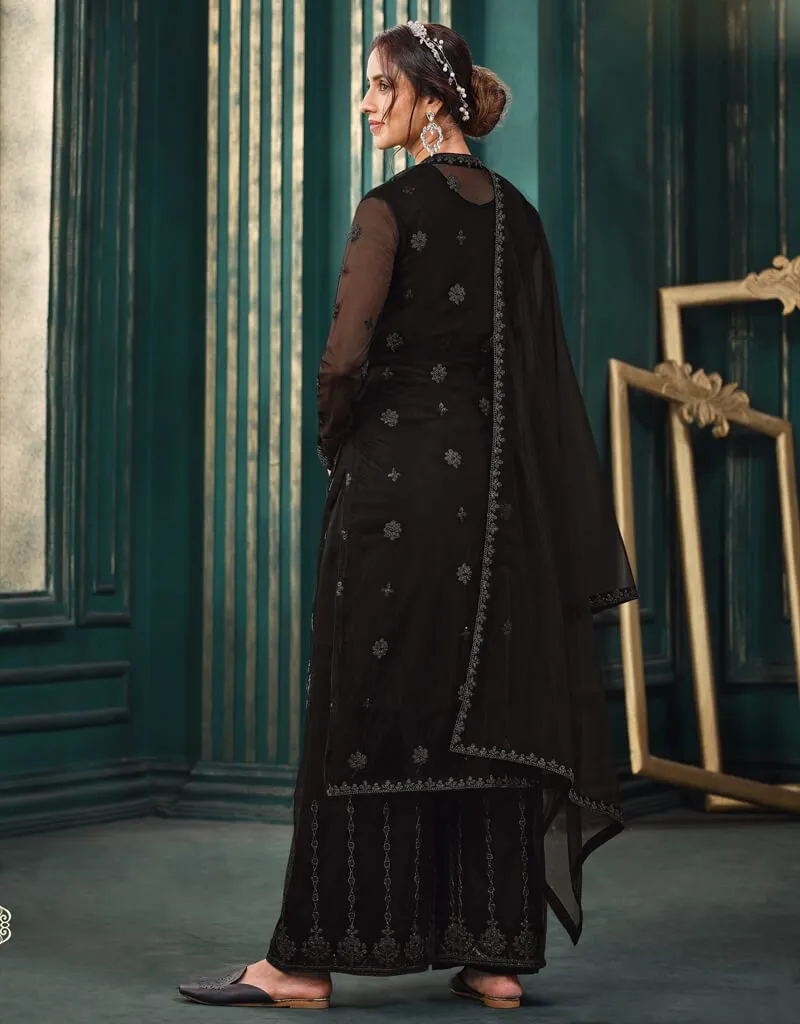 Black Anarkali style Suits Butterfly Net