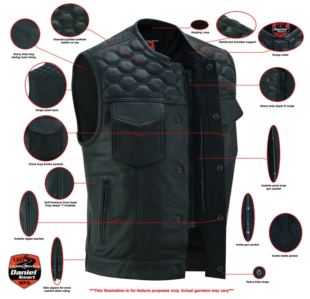 Black Horse Men's Leather Motorcycle Vest