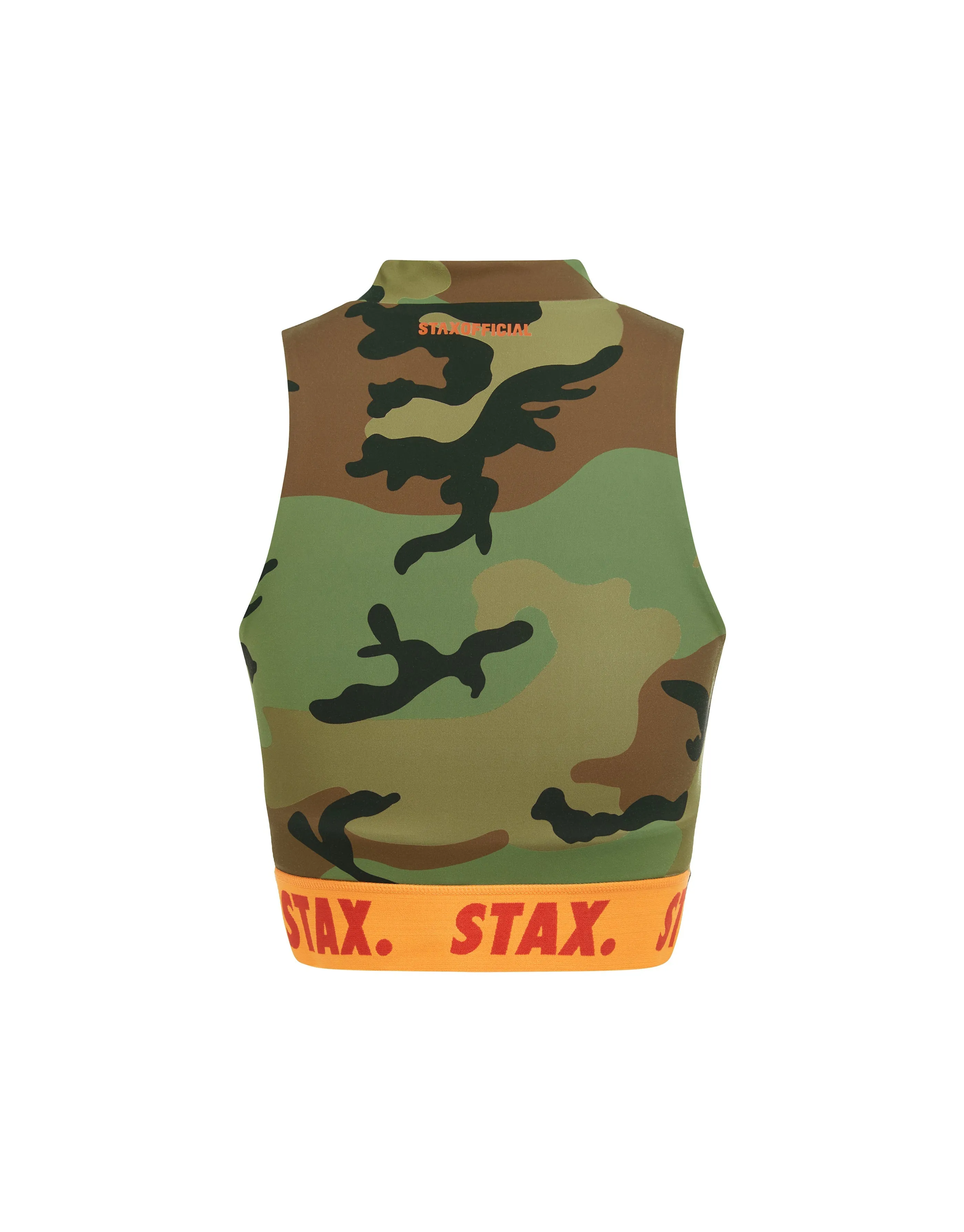 Camo WB High Neck Zip Tank - Orange