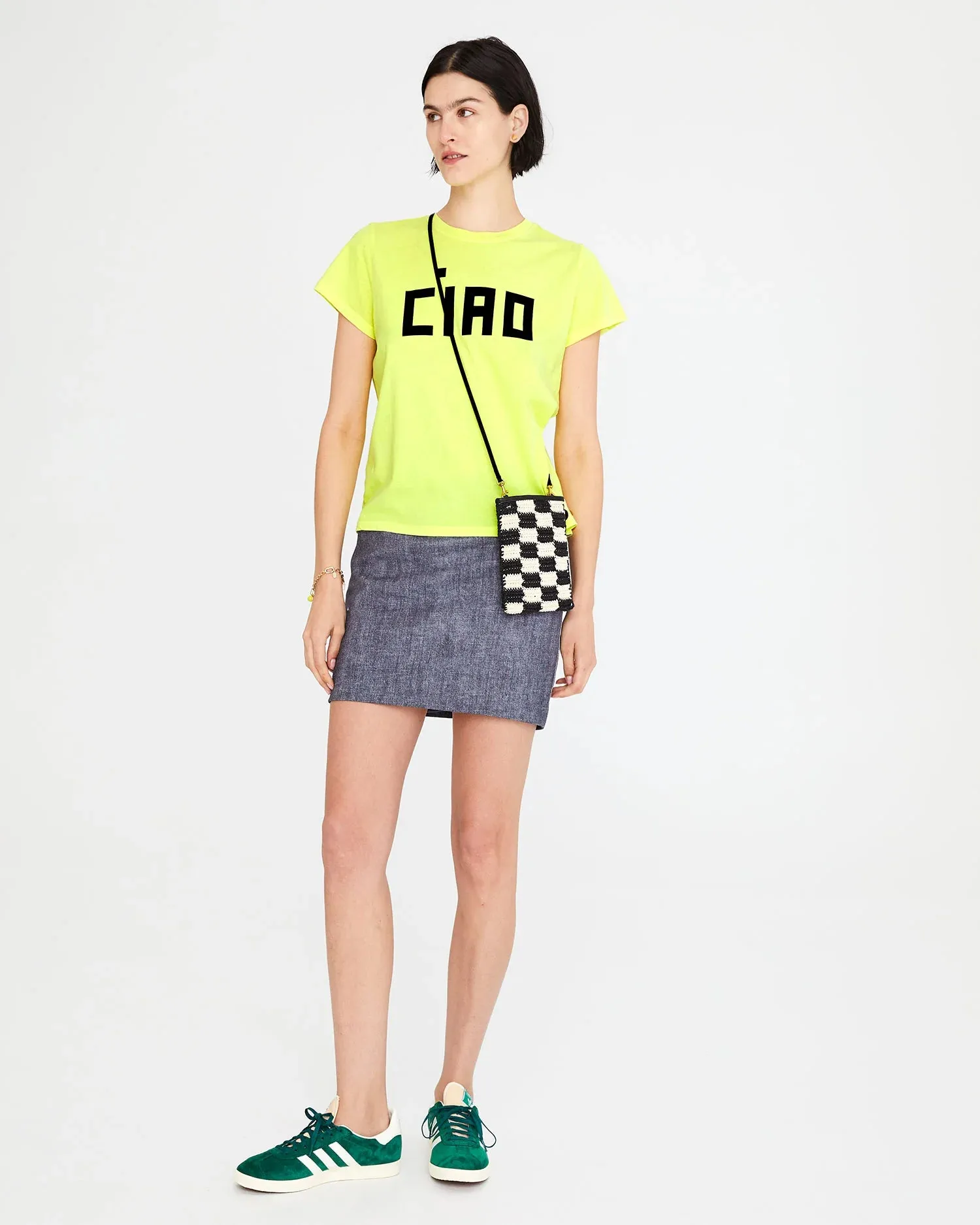 Classic Neon Yellow Tee with Ciao Design - Vibrant Casual Wear