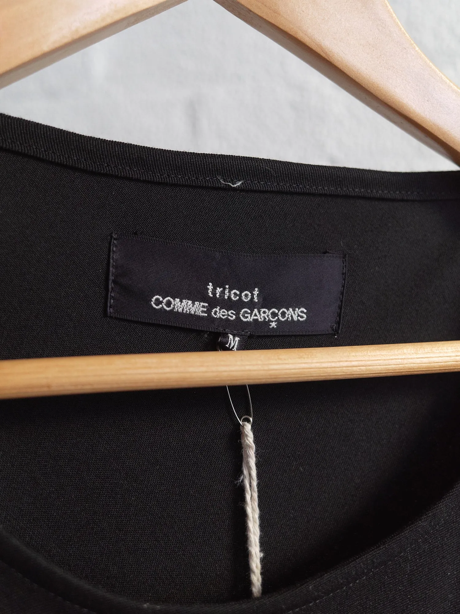 Comme des Garcons 1992 black wool gabardine short sleeve panelled dress - sz M