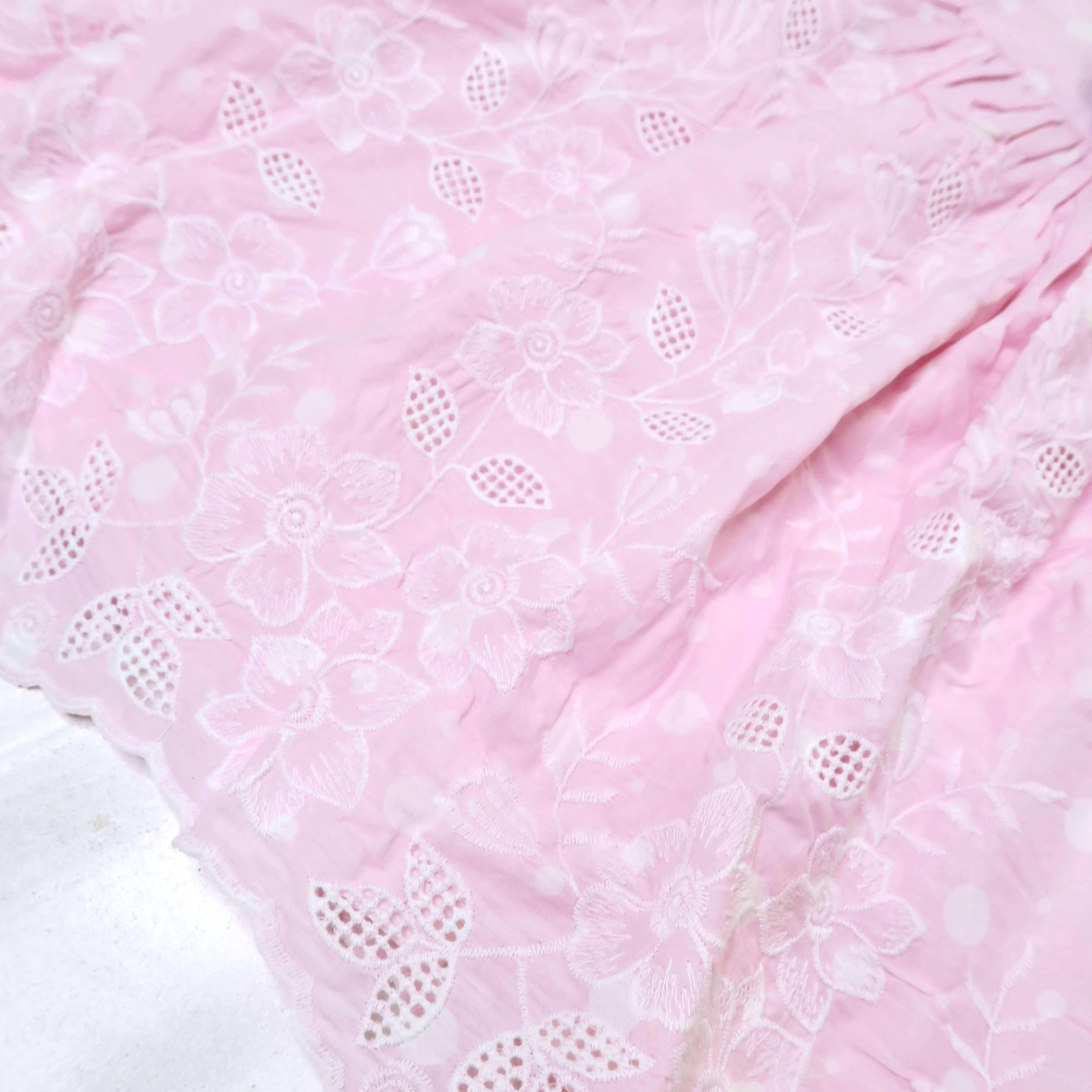 Dahlia Dress in Pink Polka Floral Embroidery