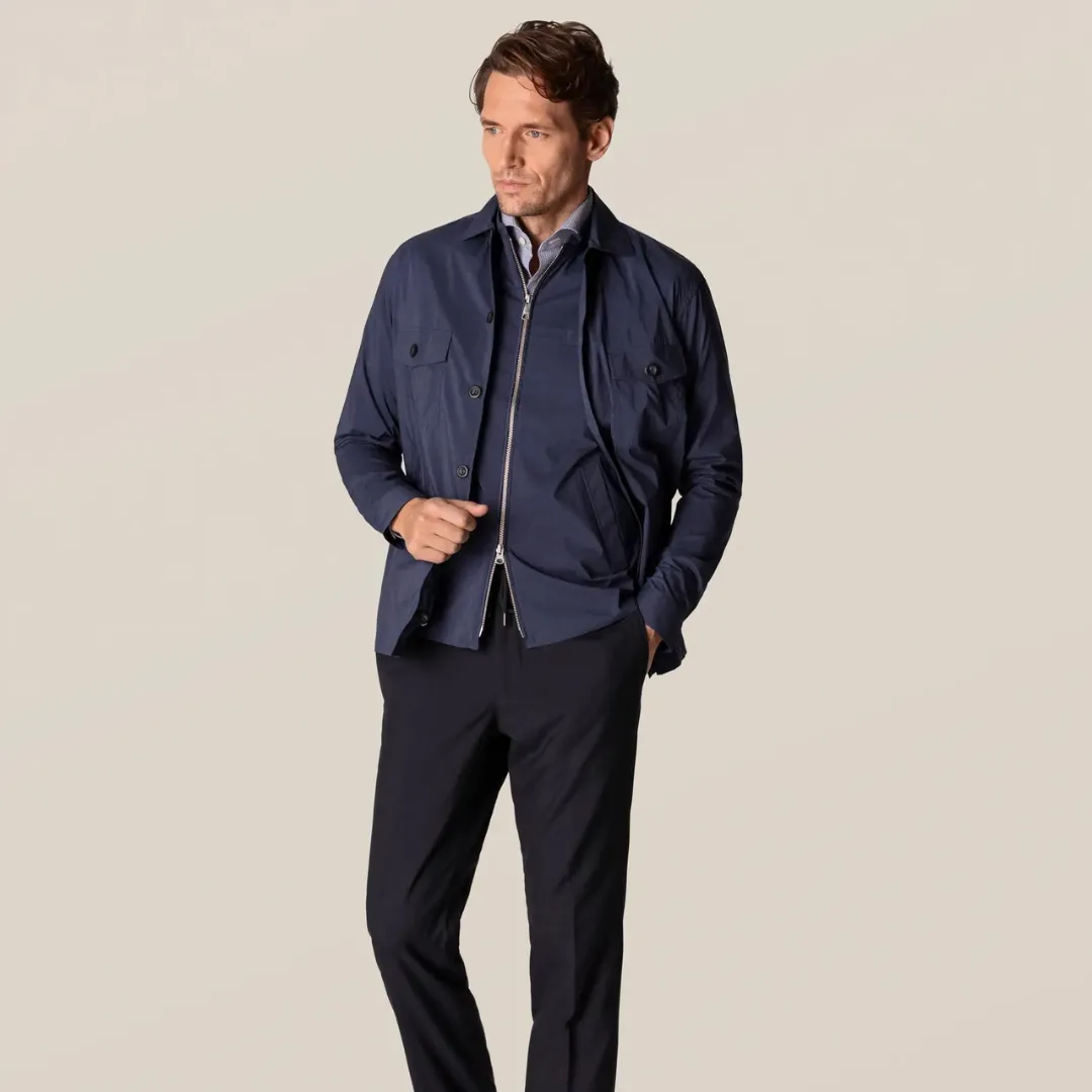 Mens Eton Navy Blue Lightweight Wind Vest with Breathable Fabric