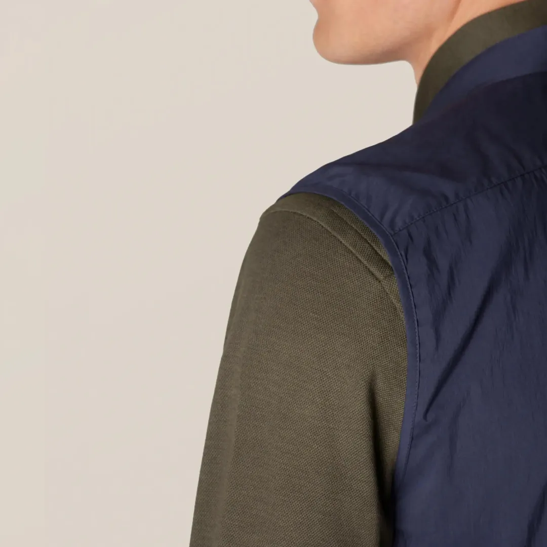 Mens Eton Navy Blue Lightweight Wind Vest with Breathable Fabric