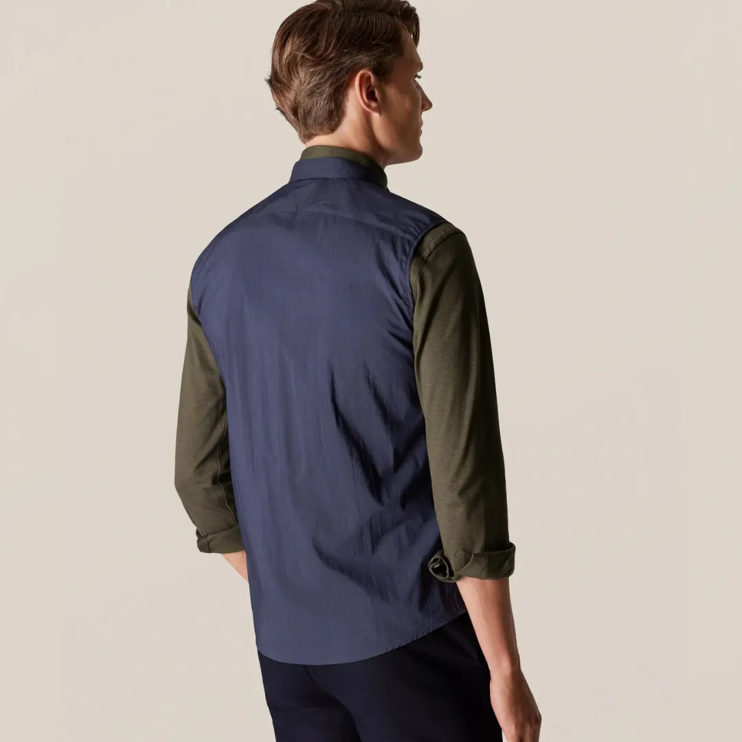 Mens Eton Navy Blue Lightweight Wind Vest with Breathable Fabric