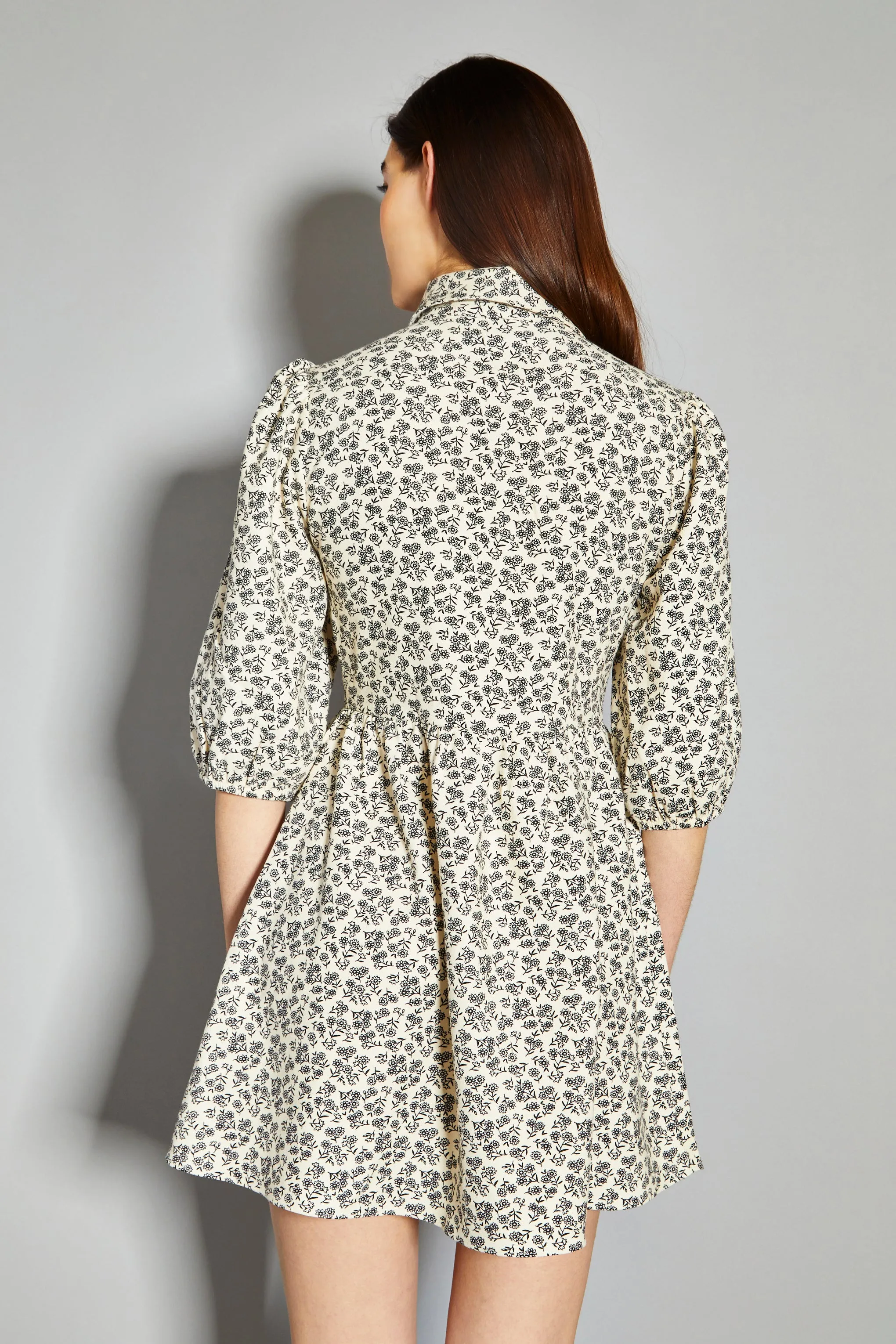 Glamorous Cream Floral Skater Shirt Dress
