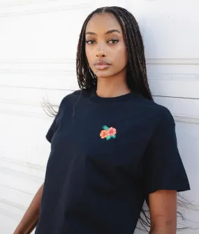 Hibiscus Embroidered Womens Tee