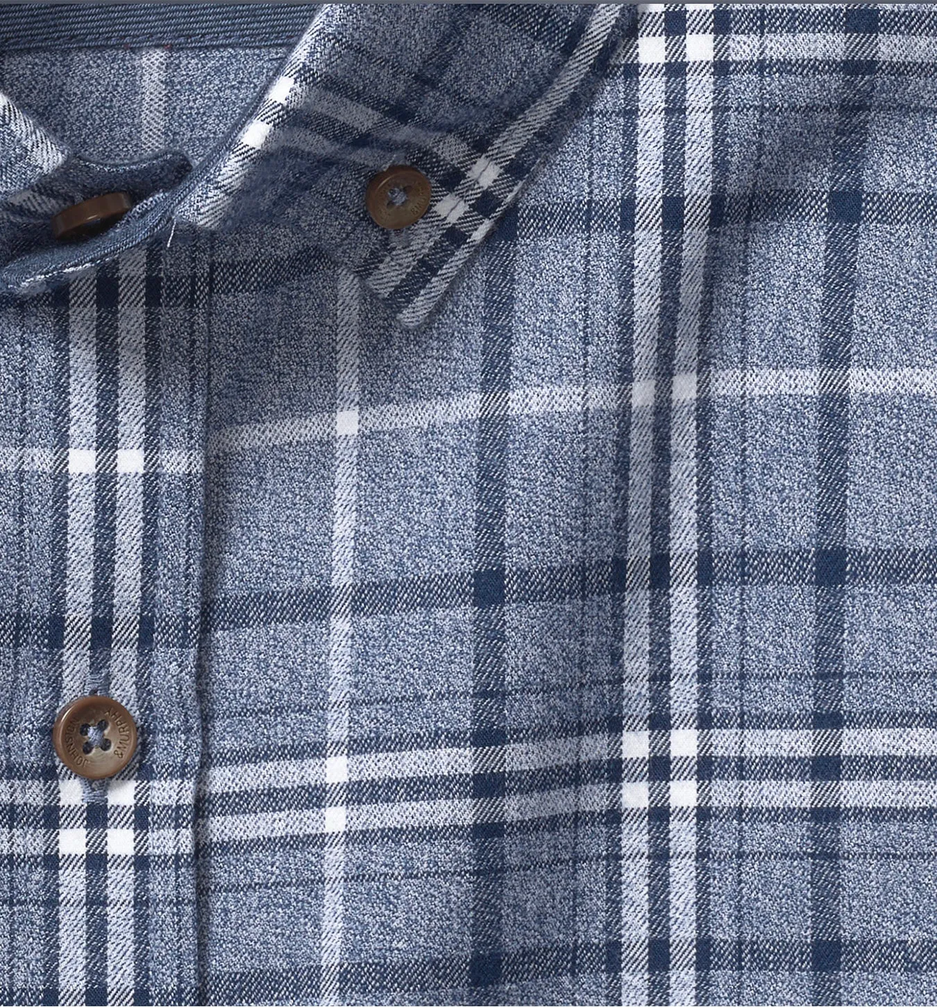 Johnston & Murphy Brushed Heathered Woven Shirt - Navy Plaid