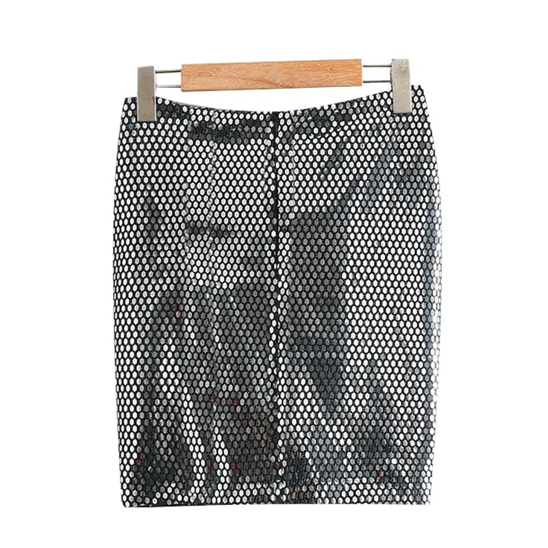 KNOT SHINY SEQUIN MINI SKIRT