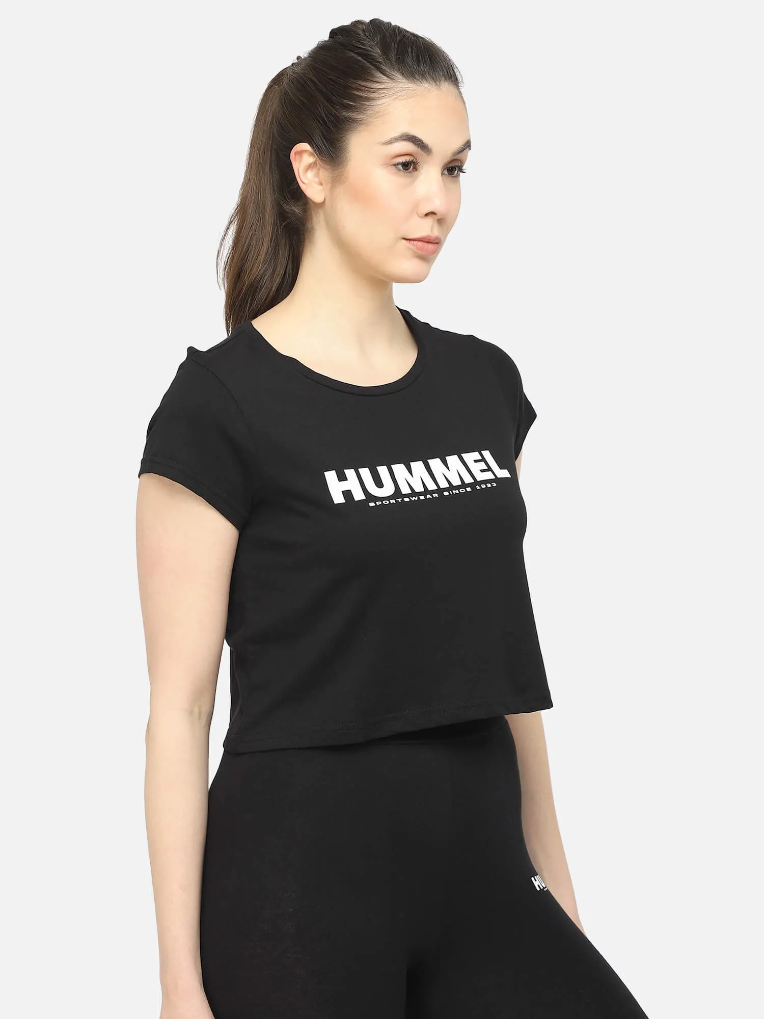 Legacy Women Cotton Black Cropped T-Shirt