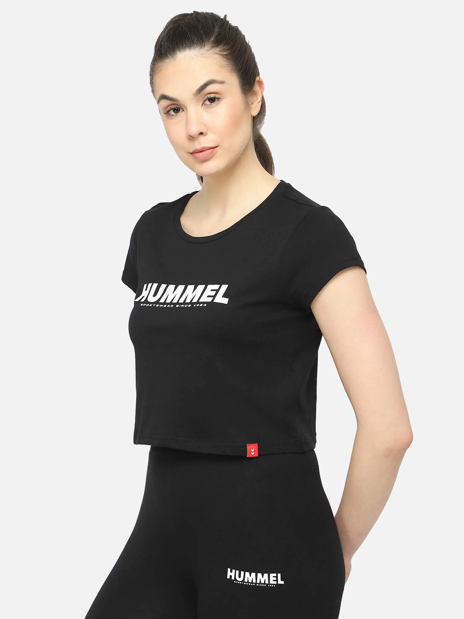 Legacy Women Cotton Black Cropped T-Shirt