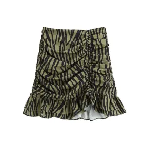 LEOPARD PRINT RUFFLE MINI SKIRT