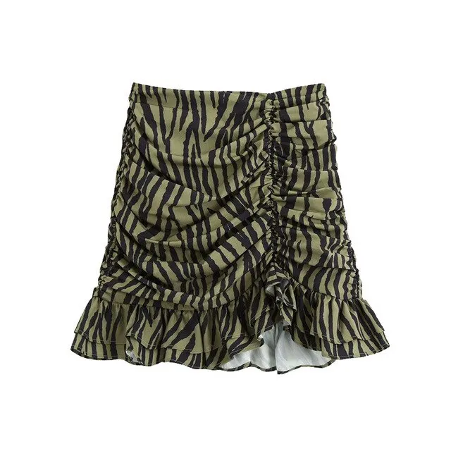 LEOPARD PRINT RUFFLE MINI SKIRT