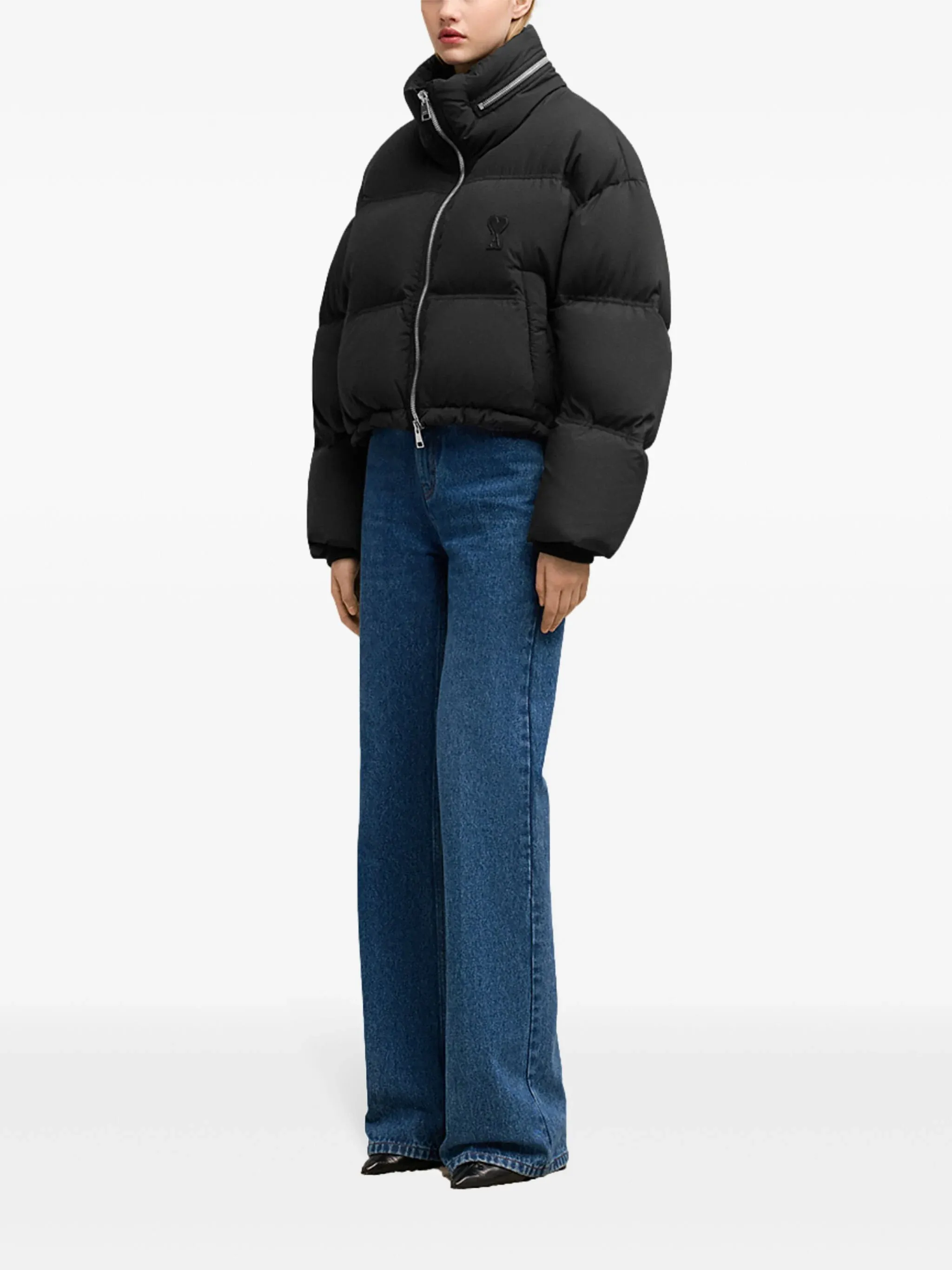 logo-print puff down jacket