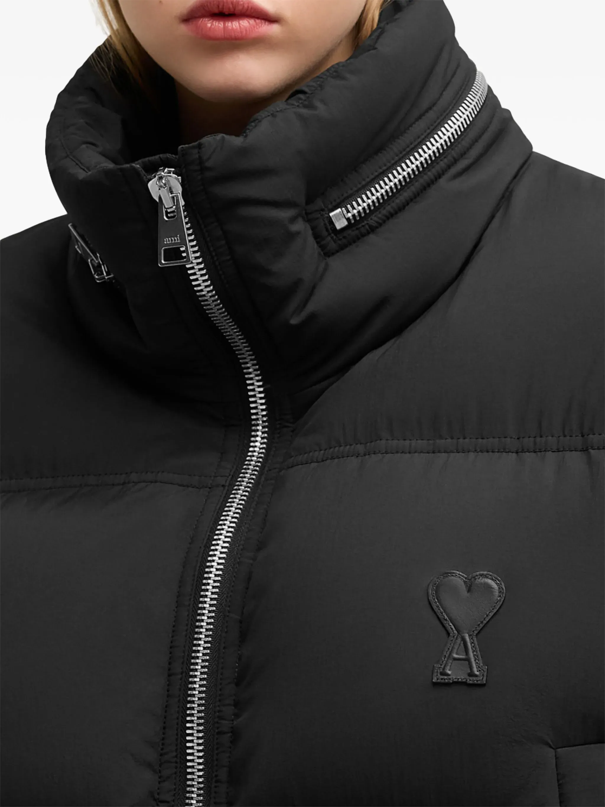logo-print puff down jacket