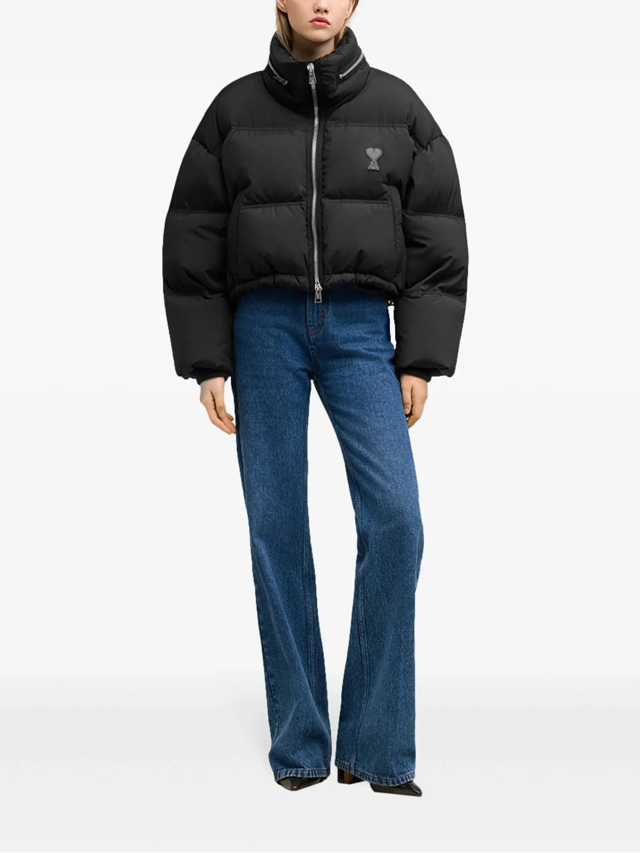 logo-print puff down jacket