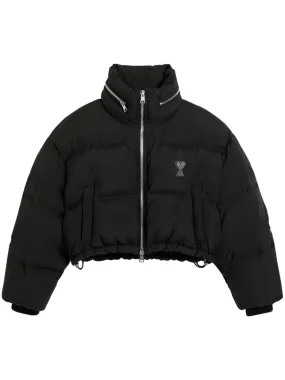 logo-print puff down jacket