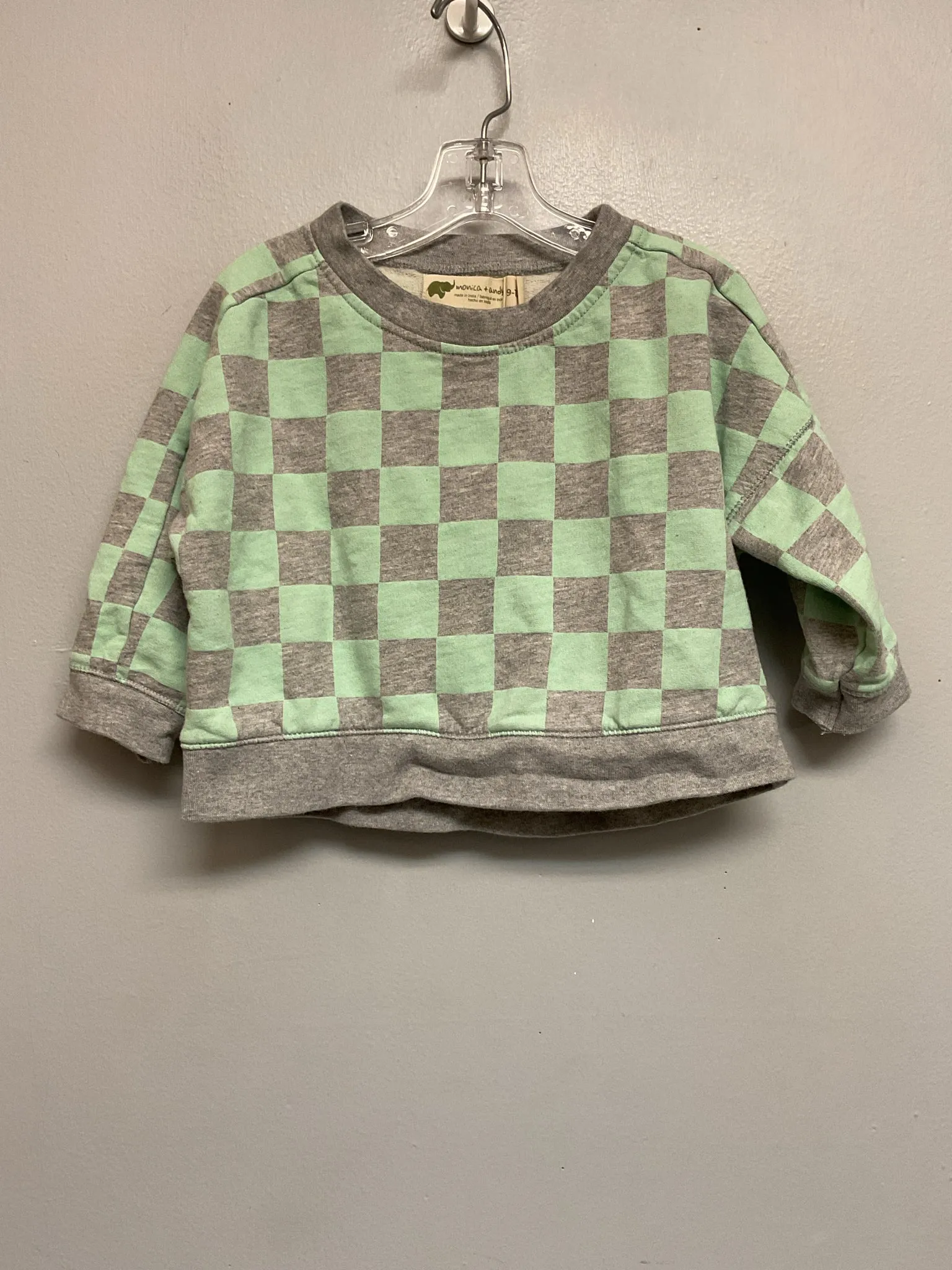 monica   andy Size 9M Mint & Gray Checkered Organic Sweaters & Vests