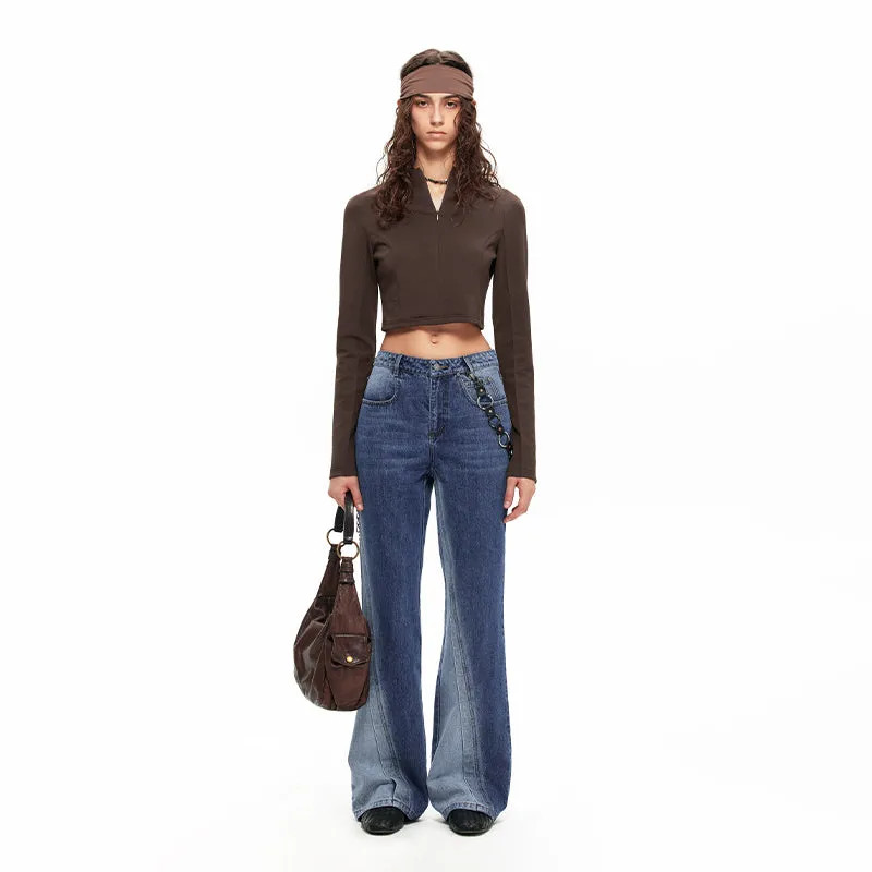 NUHT “Sideling GradientRamp” Patchwork Blue Jeans