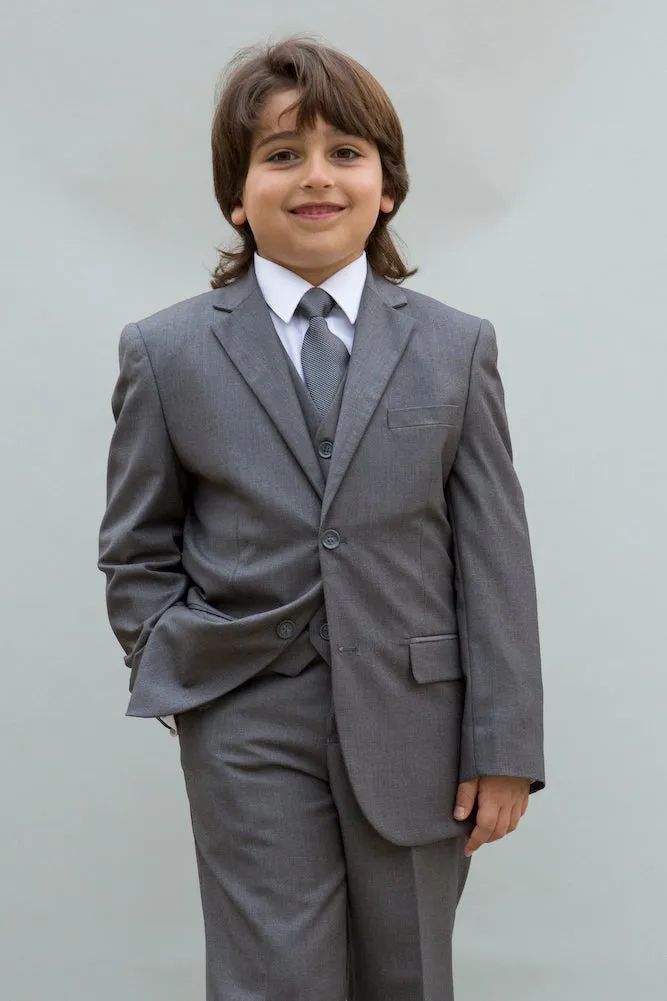 "Elliot" Kids Grey 5-Piece Suit