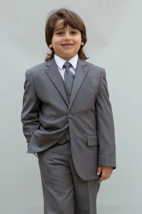"Elliot" Kids Grey 5-Piece Suit