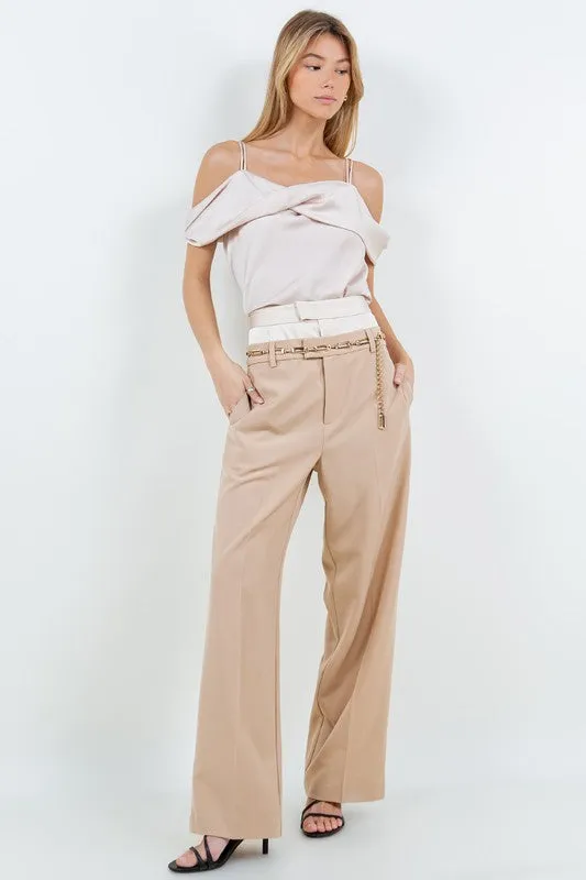 Sand Double Waist Trousers