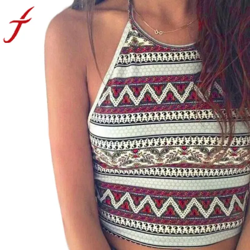 Sexy Women Crop Tops Summer Beachwear Bikini Bra Strap Tank Vest Tops High-Neck