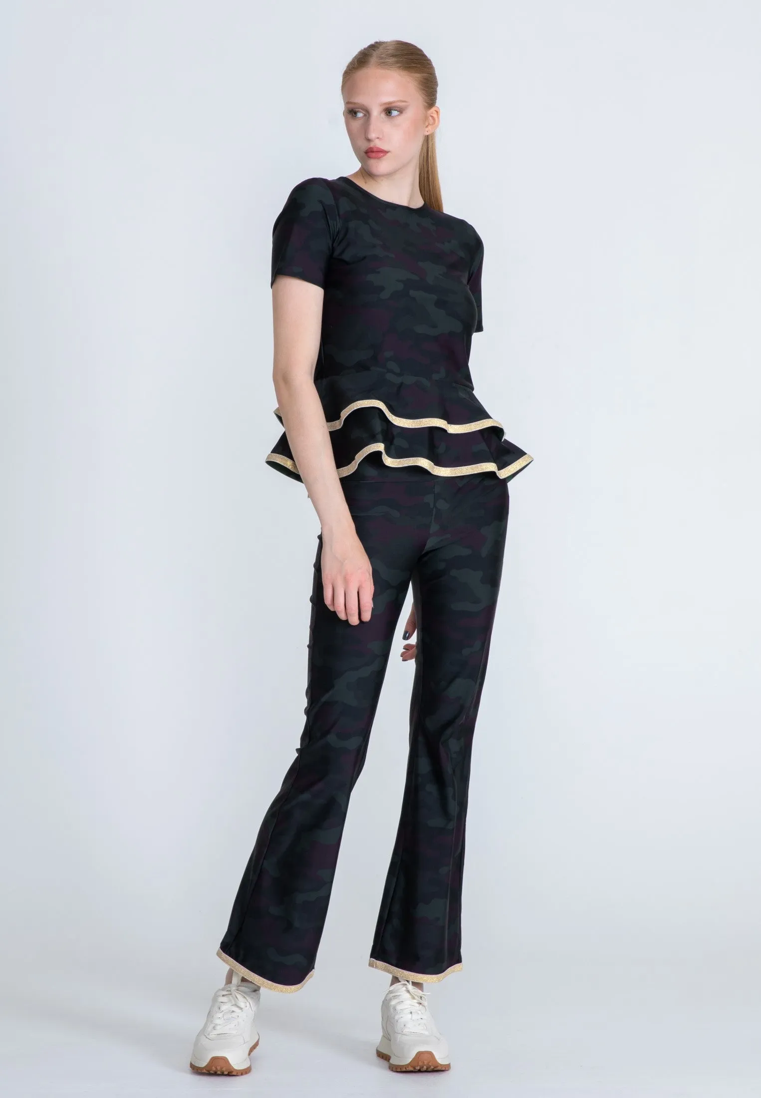 The Bootcut Sport Pants Gold - Green Camo