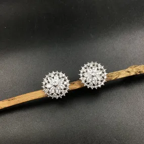Tops/Studs Silver Polish Zircon/AD Earring 6256-100