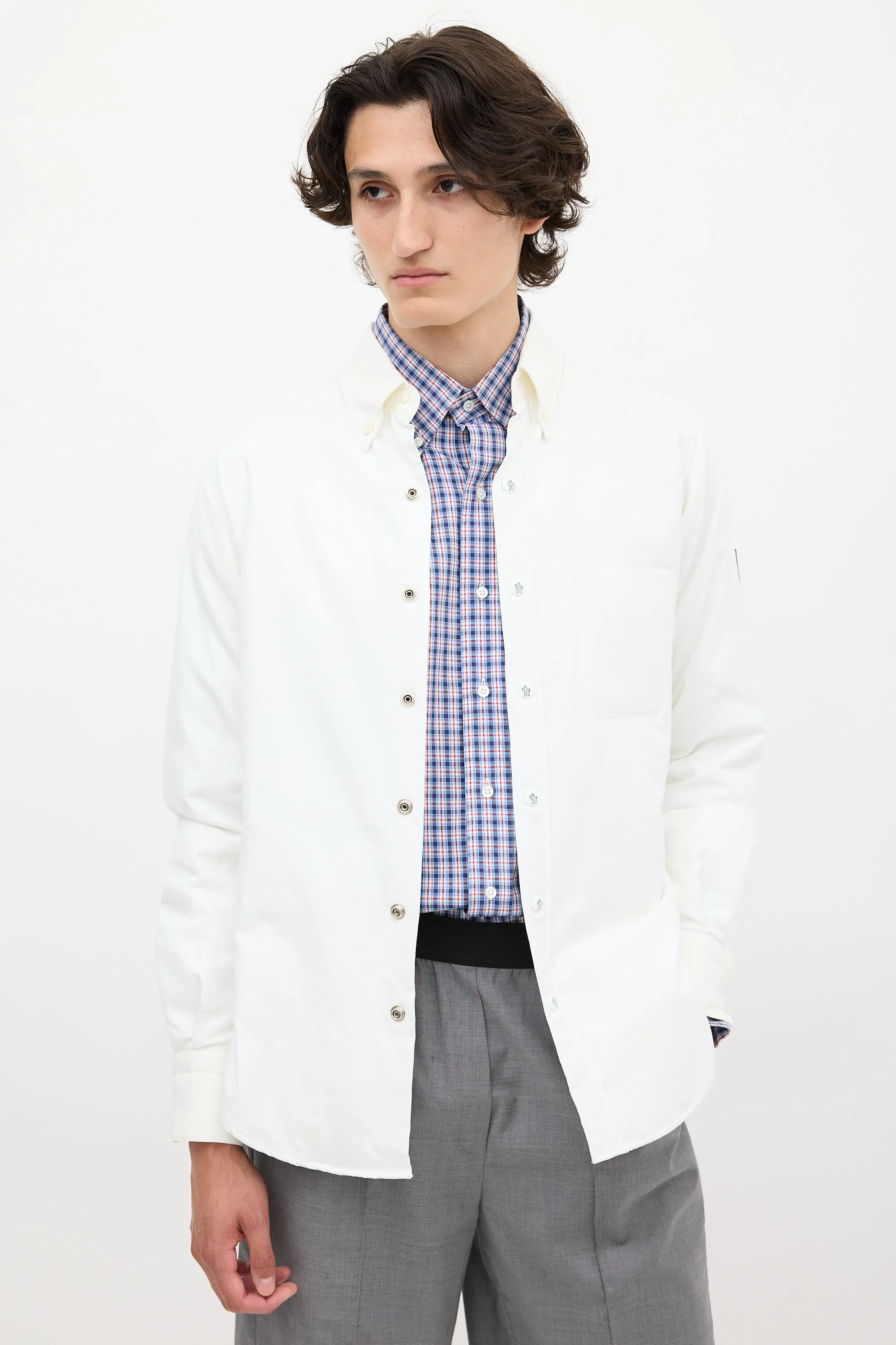 White Cotton Padded Shirt Jacket