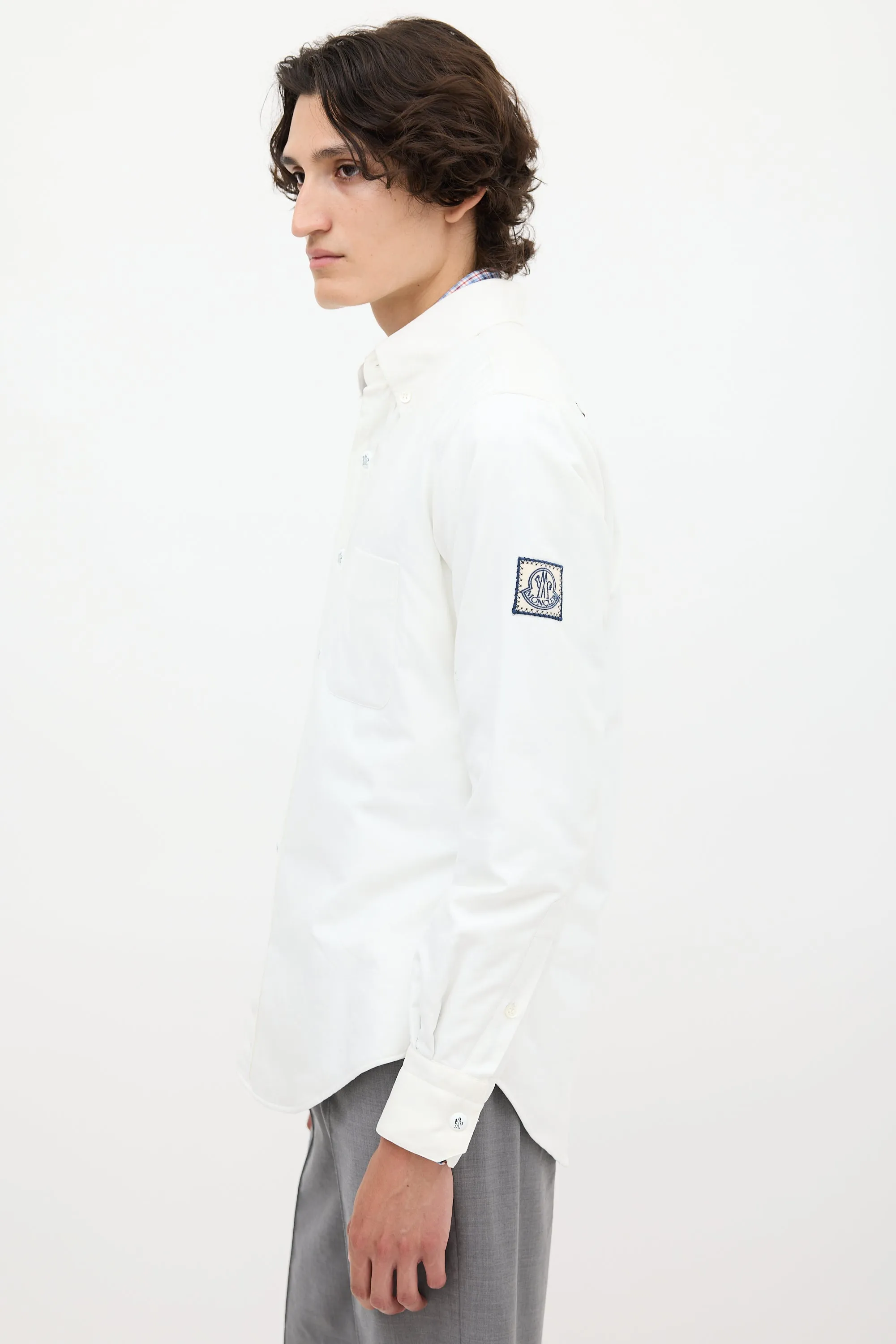 White Cotton Padded Shirt Jacket