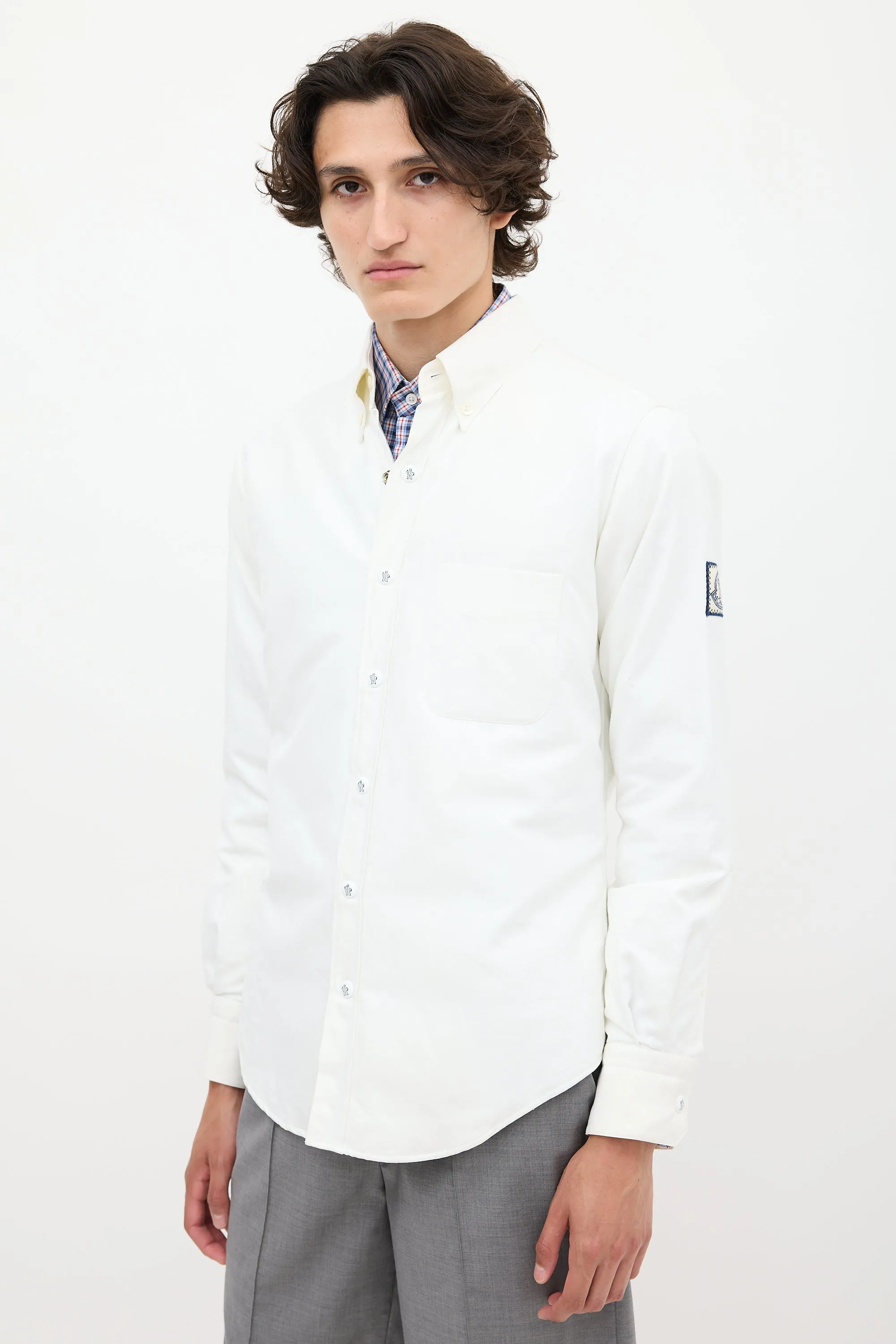 White Cotton Padded Shirt Jacket
