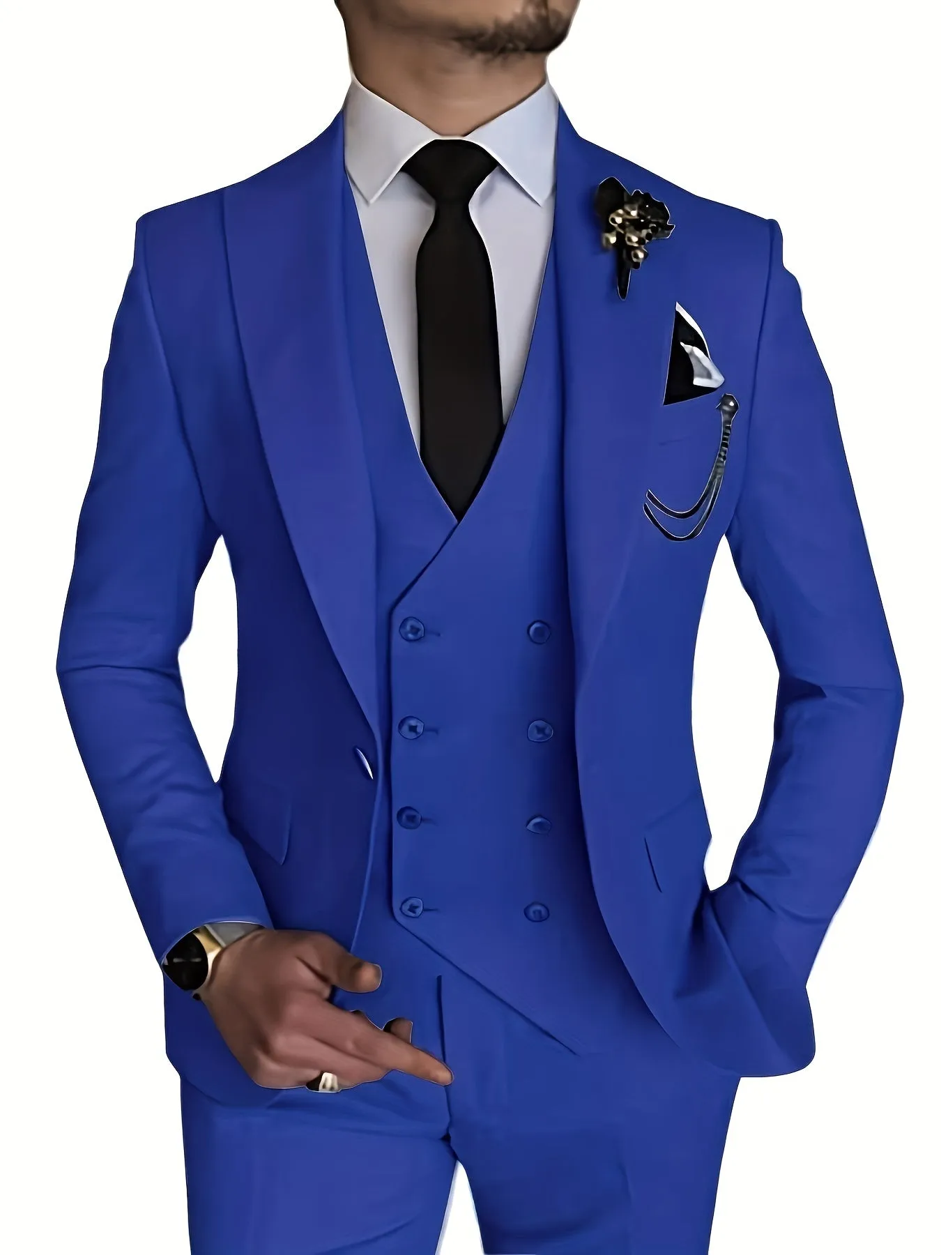 Xituodai - Men's 3 Piece Suit Slim Fit Suits One Button Blazer Vest Pants Formal Business Wedding Prom Suits