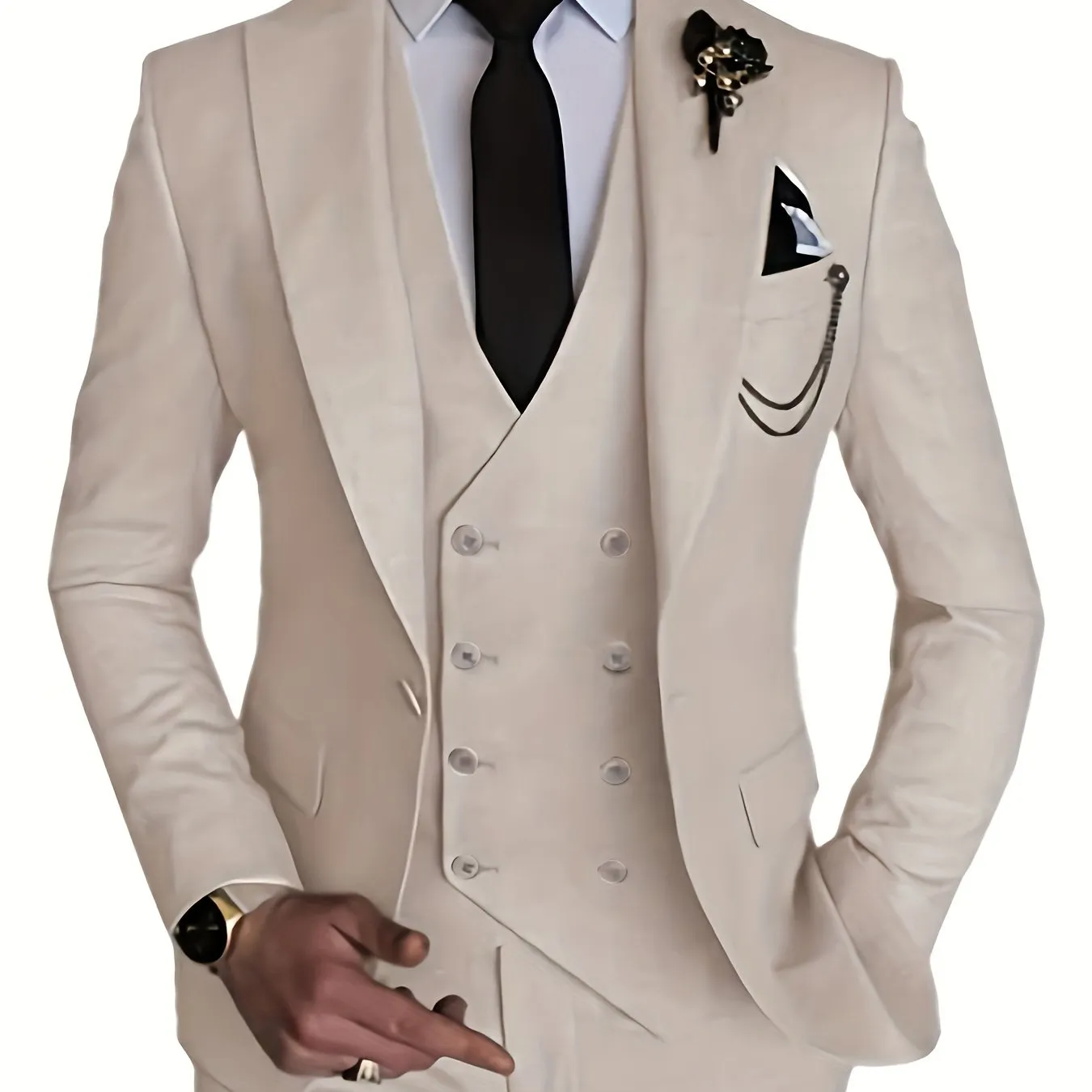 Xituodai - Men's 3 Piece Suit Slim Fit Suits One Button Blazer Vest Pants Formal Business Wedding Prom Suits